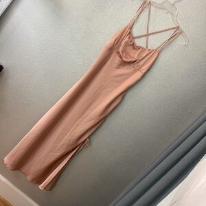 LE LIS Collection slip dress ruching on bustline crisscross adjustable straps